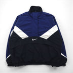 NIKE 90s Silver Tag Half-Zip Anorak Jacket, Nylon Jersey, Size XL, Padded, Kangaroo Pocket, Short Length, Drawcord
