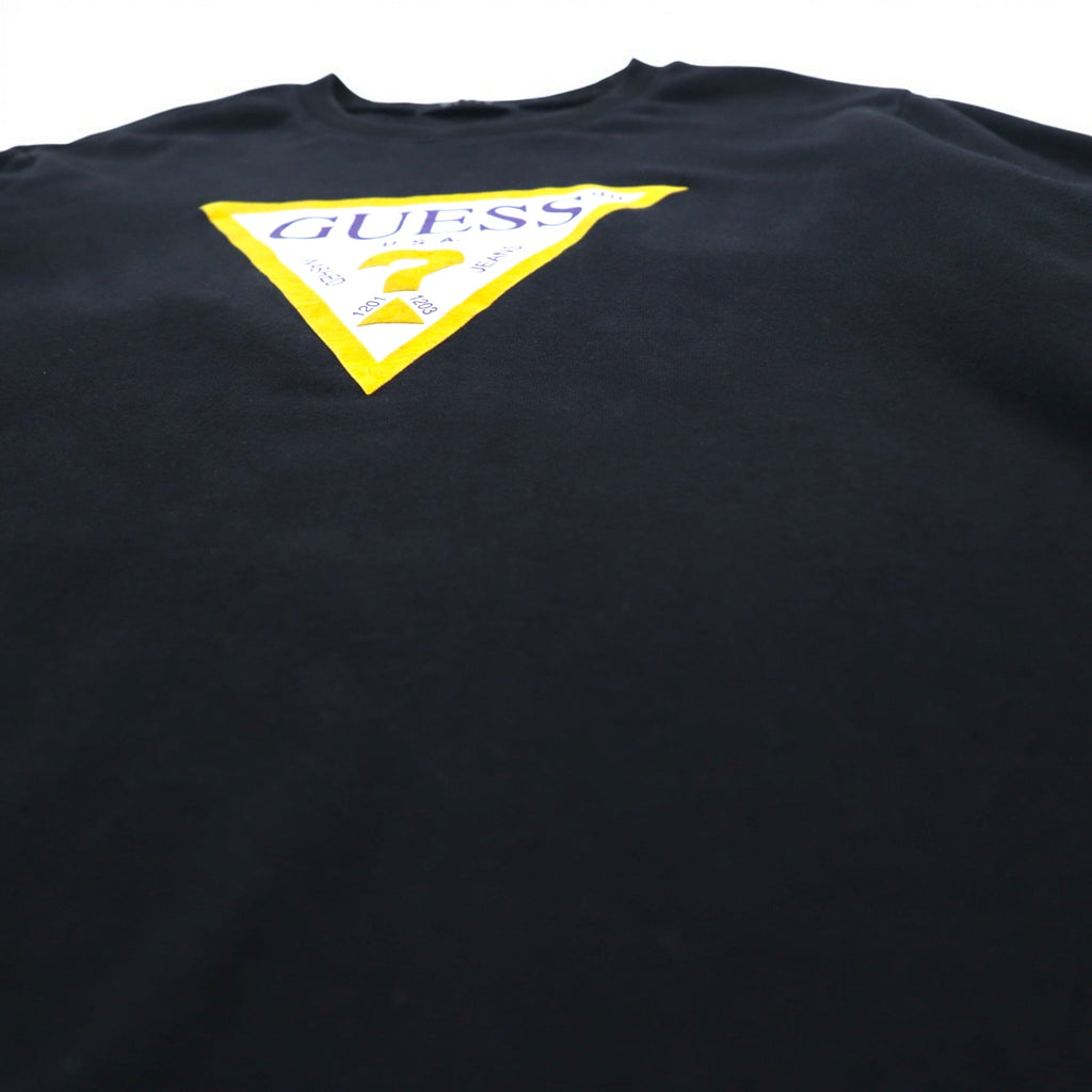 GUESS Triangle Logo Print Sweatshirt L Black Cotton