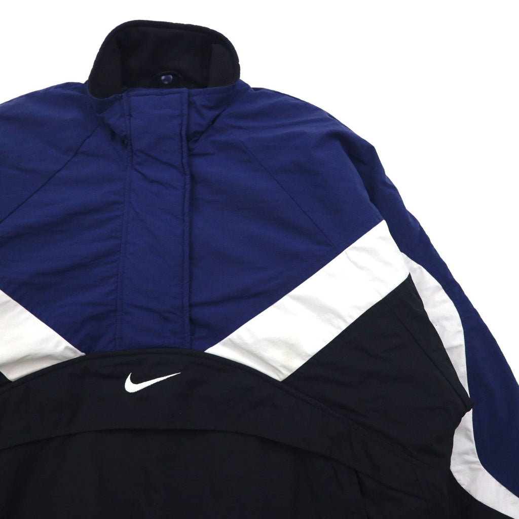 NIKE 90s Silver Tag Half-Zip Anorak Jacket, Nylon Jersey, Size XL, Padded, Kangaroo Pocket, Short Length, Drawcord