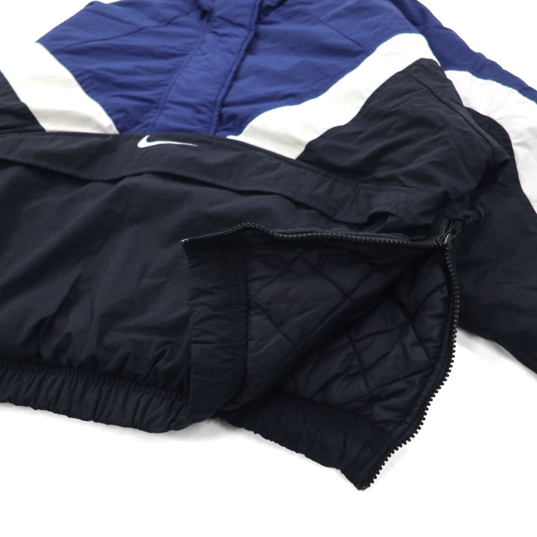 NIKE 90s Silver Tag Half-Zip Anorak Jacket, Nylon Jersey, Size XL, Padded, Kangaroo Pocket, Short Length, Drawcord