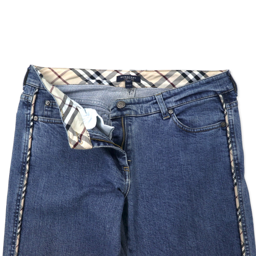 BURBERRY Made in Italy Nova Check Boot Cut Denim Pants 10 Blue Cotton Stretch