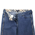 BURBERRY Made in Italy Nova Check Boot Cut Denim Pants 10 Blue Cotton Stretch