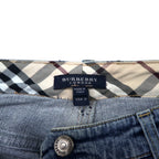 BURBERRY Made in Italy Nova Check Boot Cut Denim Pants 10 Blue Cotton Stretch