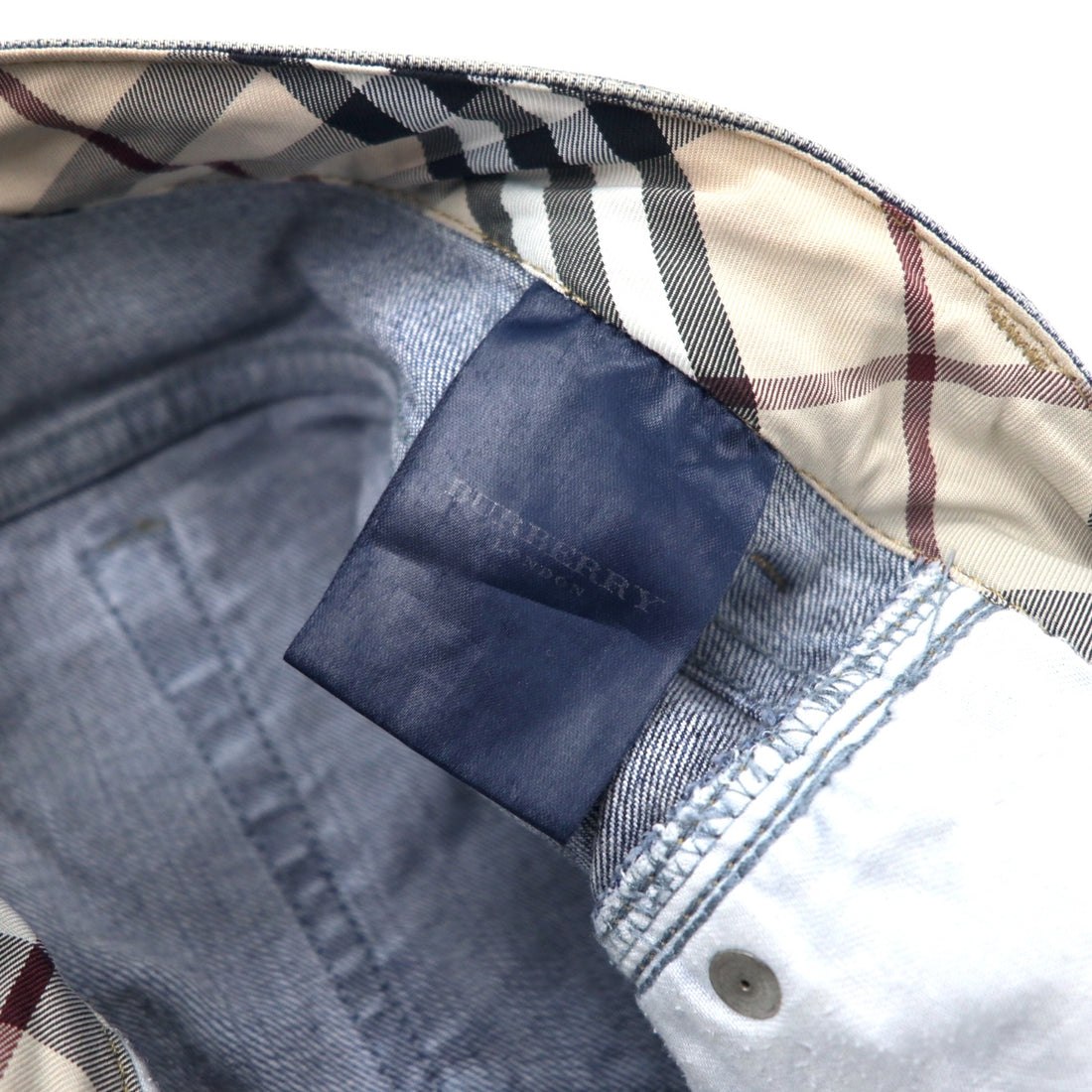 BURBERRY Made in Italy Nova Check Boot Cut Denim Pants 10 Blue Cotton Stretch