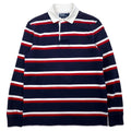 日本然リトテ-古着オンライン-Polo by Ralph Lauren 90年代 ボーダー ラガーシャツ M ネイビー コットン スモールポニー 刺繍 スリランカ製-Polo by Ralph Lauren 90's Striped Rugby Shirt M Navy Cotton Small Pony Embroidery Sri Lanka Made