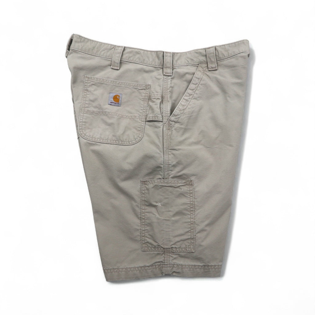 Carhartt Canvas Utility Work Shorts, duck-dyed, beige, size XL, B147, made in Mexico.