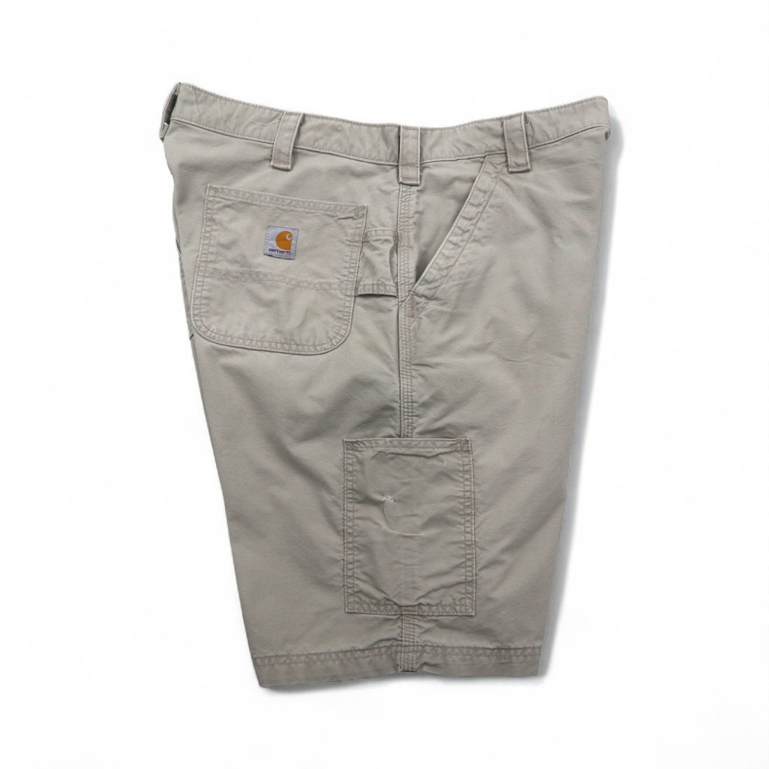 Carhartt Canvas Utility Work Shorts, duck-dyed, beige, size XL, B147, made in Mexico.