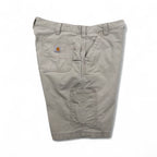 Carhartt Canvas Utility Work Shorts, duck-dyed, beige, size XL, B147, made in Mexico.