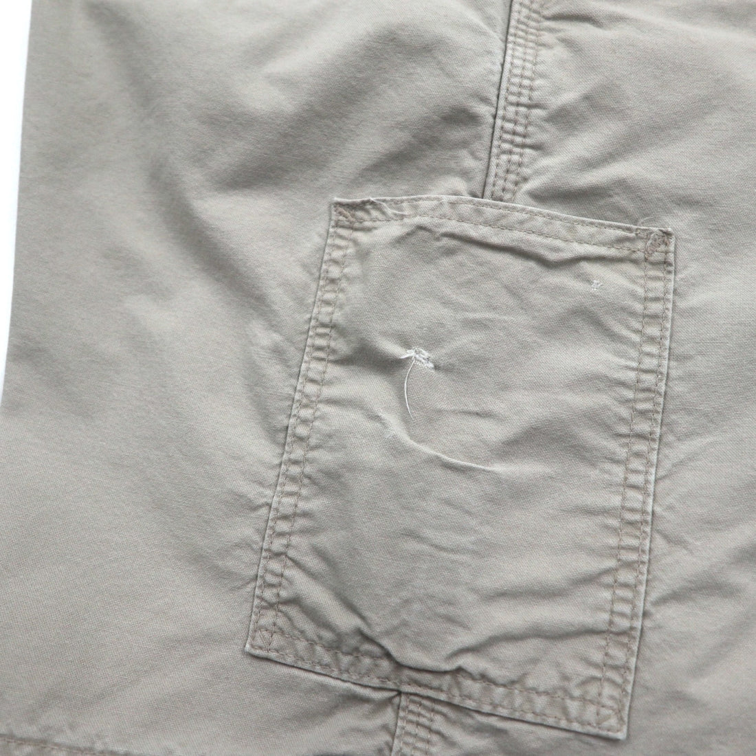 Carhartt Canvas Utility Work Shorts, duck-dyed, beige, size XL, B147, made in Mexico.