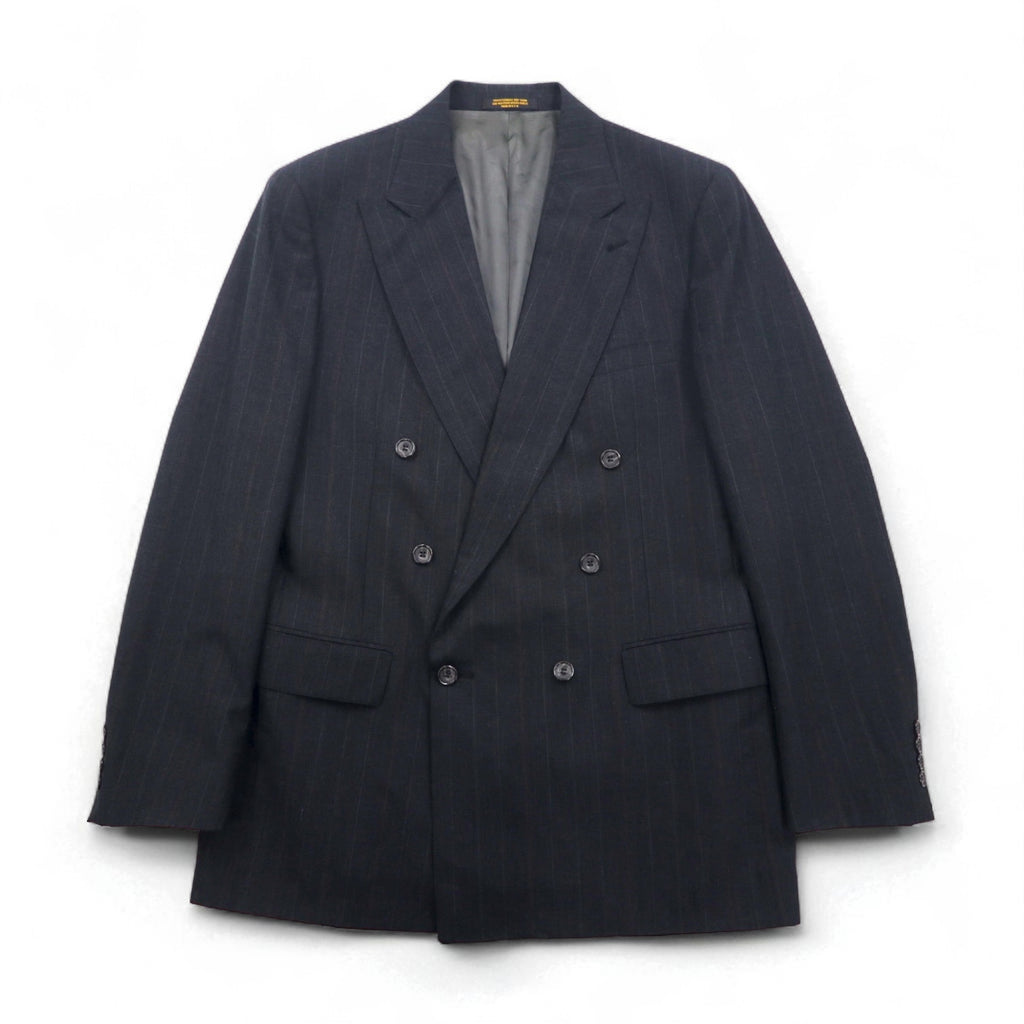 Vintage 80s USA Made Pinstripe Double Breasted Blazer Jacket EVAN PICONE 80年代 USA製 ダブル テーラードジャケット ブレザー L ユニオンメイド ACTWUタグ TAILORED FOR FOLEYS