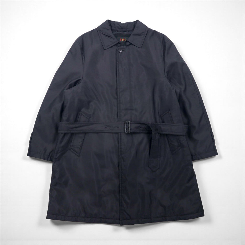 DAKS パデッド ステンカラーコート L ブラック 中綿 インサレーション ベルト付 日本製