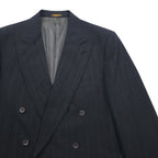 Vintage 80s USA Made Pinstripe Double Breasted Blazer Jacket EVAN PICONE 80年代 USA製 ダブル テーラードジャケット ブレザー L ユニオンメイド ACTWUタグ TAILORED FOR FOLEYS