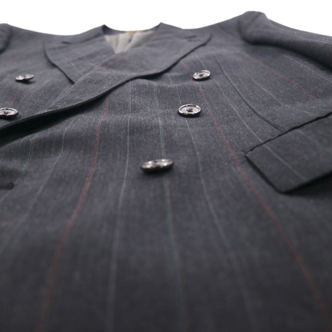 Vintage 80s USA Made Pinstripe Double Breasted Blazer Jacket EVAN PICONE 80年代 USA製 ダブル テーラードジャケット ブレザー L ユニオンメイド ACTWUタグ TAILORED FOR FOLEYS