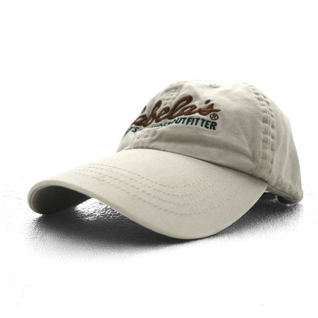 Cabela's 6 Panel Cap FREE Belt Beige Cotton Logo Embroidery