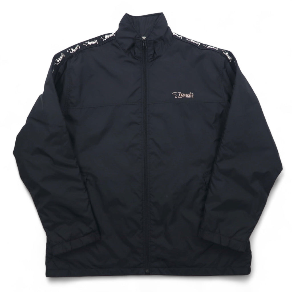 Bear USA 90s Stand Collar Nylon Jacket Jersey XL Black Logo Tape Sideline