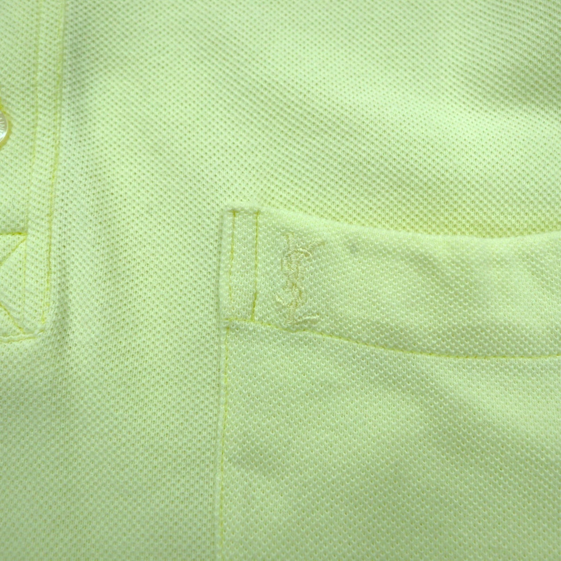 YVES SAINT LAURENT 90s Polo Shirt L Yellow Cotton Pique YSL Chest Pocket One Point Logo Embroidery