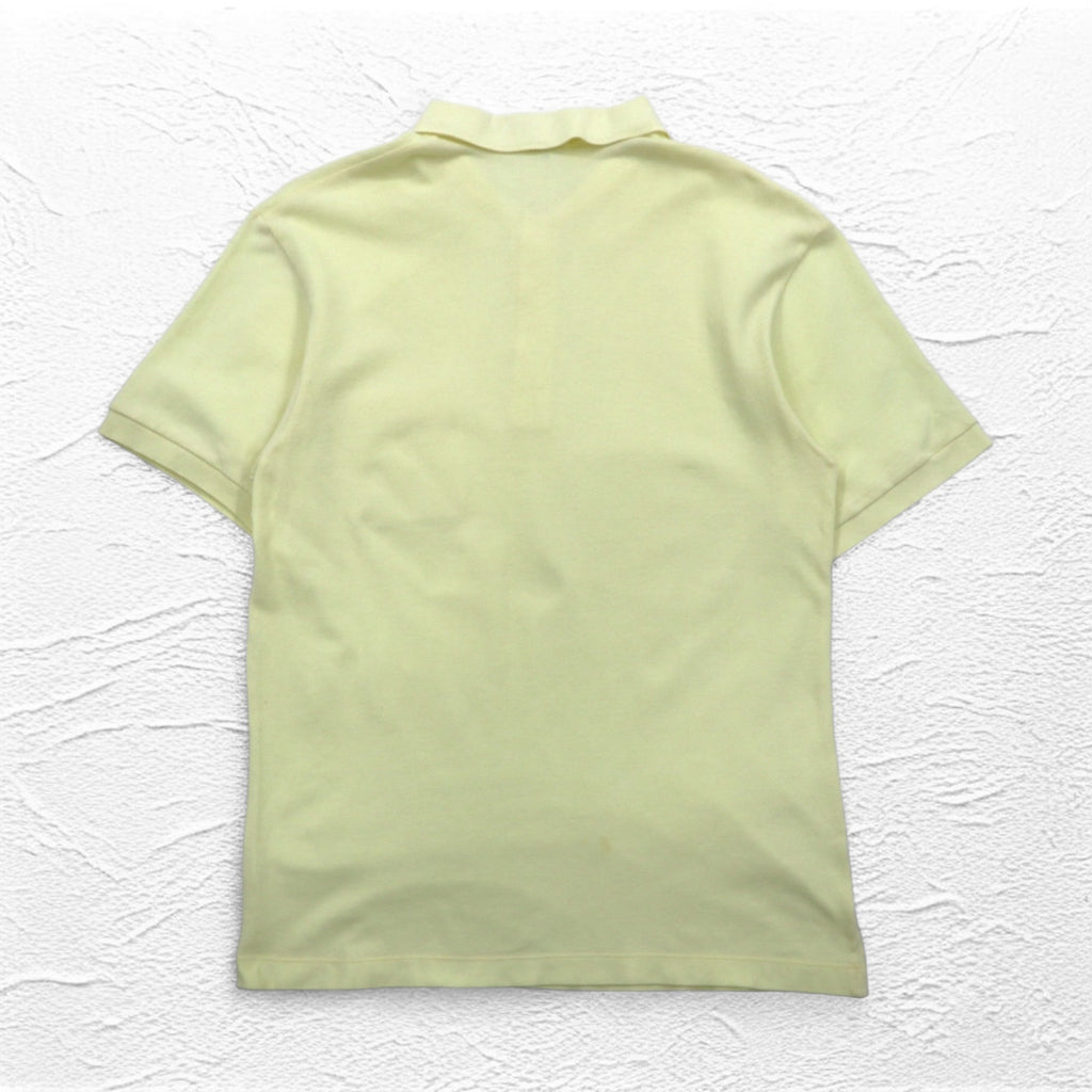 YVES SAINT LAURENT 90s Polo Shirt L Yellow Cotton Pique YSL Chest Pocket One Point Logo Embroidery
