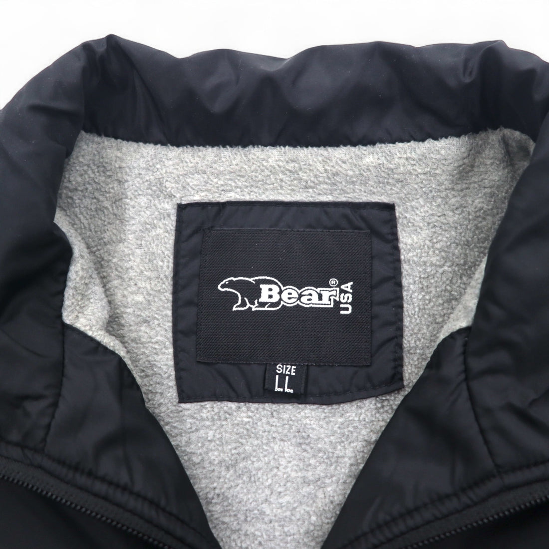 Bear USA 90s Stand Collar Nylon Jacket Jersey XL Black Logo Tape Sideline