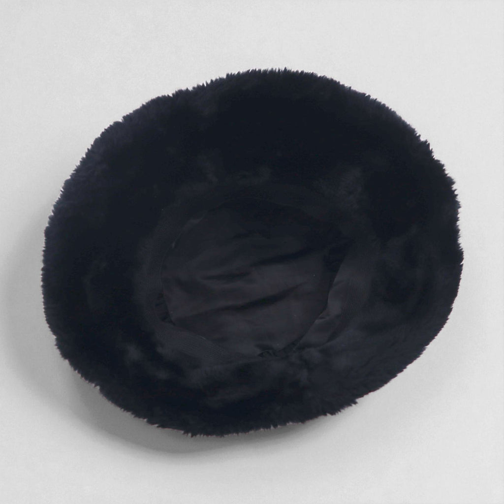 90s Vintage Faux Fur Bucket Hat フェイクファー バケットハット ブラック エコファー