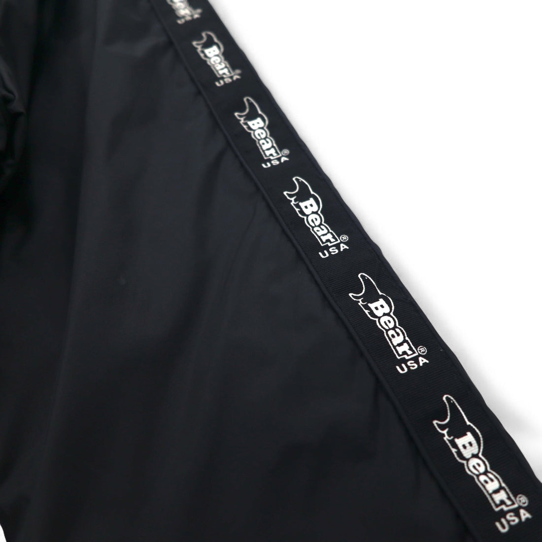 Bear USA 90s Stand Collar Nylon Jacket Jersey XL Black Logo Tape Sideline