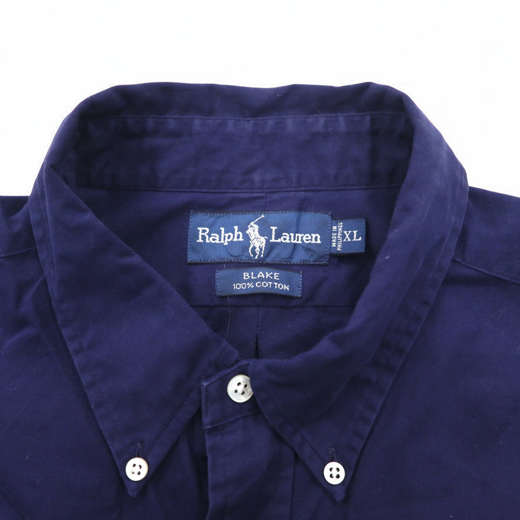 RALPH LAUREN 90s BLAKE Big Size Button Down Shirt XL Navy Small Pony Embroidery
