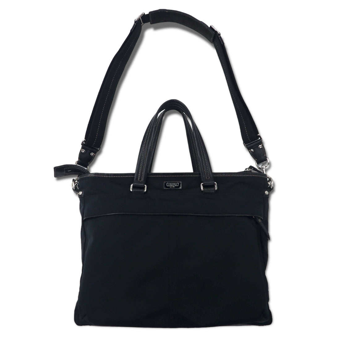 日本然リトテ-古着オンライン-COACH 2WAY ビジネスバッグ トートバッグ ブラック ナイロン レザー 70211-COACH 2WAY Business Bag Tote Bag Black Nylon Leather 70211