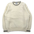 日本然リトテ-古着オンライン-KENT & CURWEN ケーブル ニット セーター L ホワイト ウール ロゴ 刺繍 日本製-KENT & CURWEN Cable Knit Sweater L White Wool Logo Embroidery Japan Made