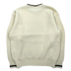 KENT &amp; CURWEN Cable Knit Sweater L White Wool Logo Embroidery Made in Japan