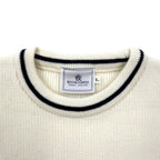 KENT &amp; CURWEN Cable Knit Sweater L White Wool Logo Embroidery Made in Japan