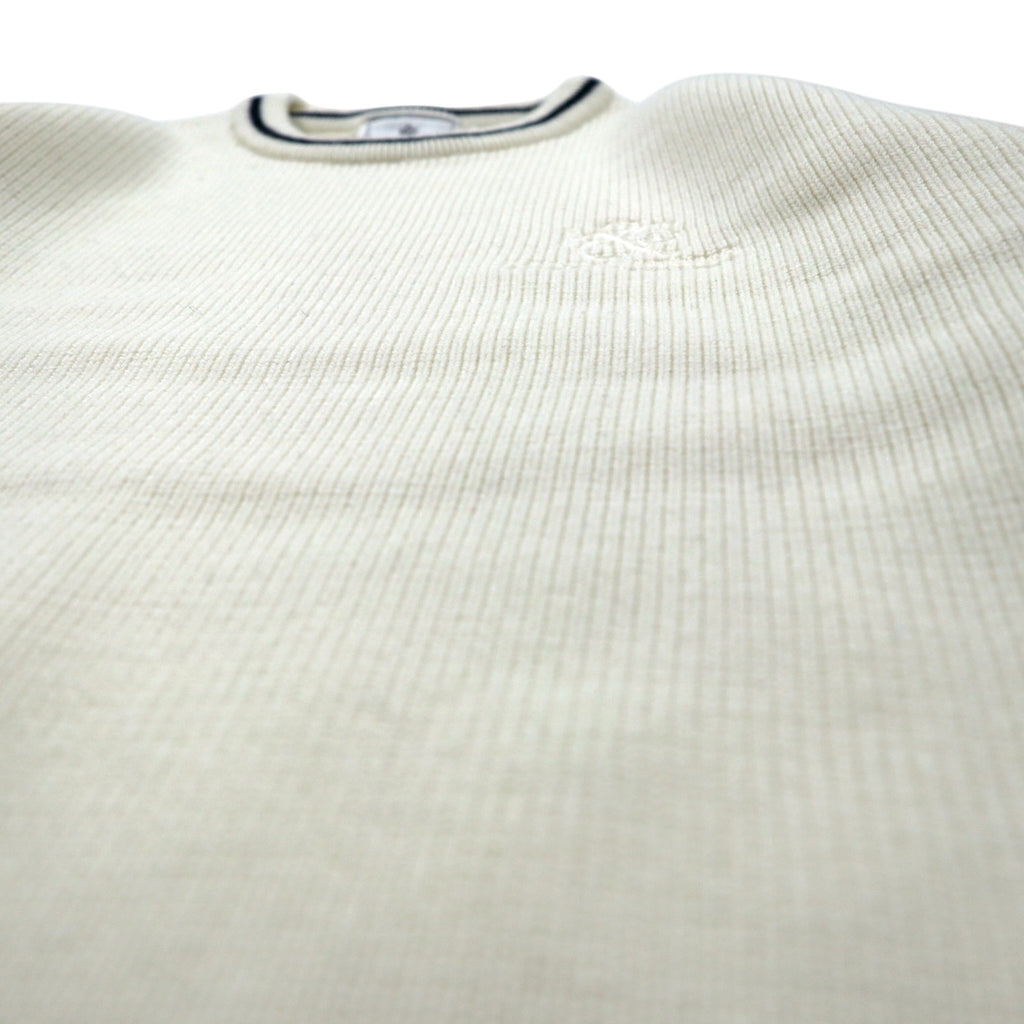 KENT &amp; CURWEN Cable Knit Sweater L White Wool Logo Embroidery Made in Japan