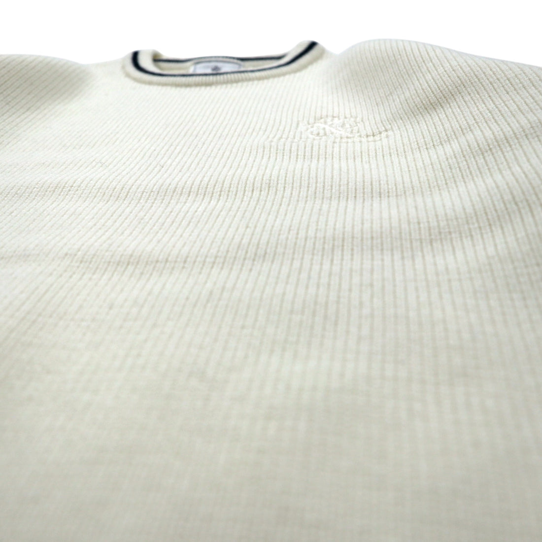 KENT &amp; CURWEN Cable Knit Sweater L White Wool Logo Embroidery Made in Japan