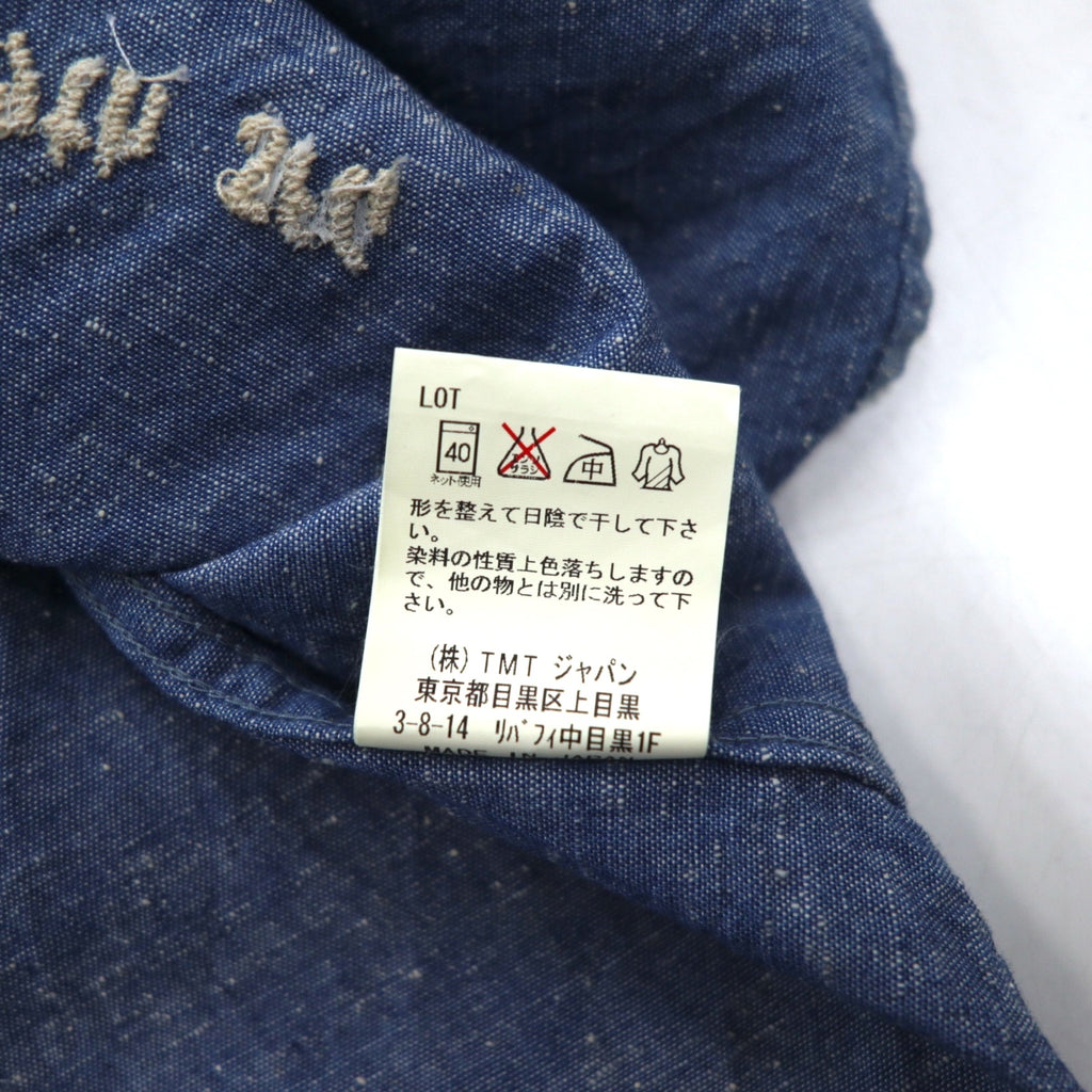 TMT Souvenir Embroidered Chambray Shirt M Indigo Blue BIG HOLIDAY Made in Japan