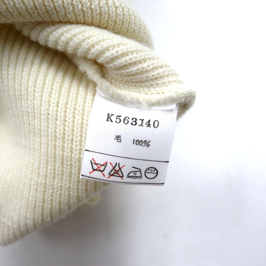 KENT &amp; CURWEN Cable Knit Sweater L White Wool Logo Embroidery Made in Japan