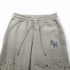SUGARHILL Crushed Sweat Trousers, Size M, Gray, Distressed Finish, Made in Japan