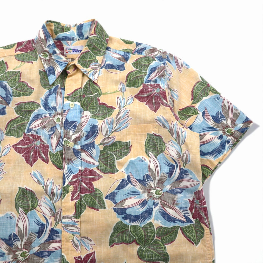 Rayn Spooner 90s Bikini Tag Aloha Shirt, Size L, Blue, Cotton, Floral Print