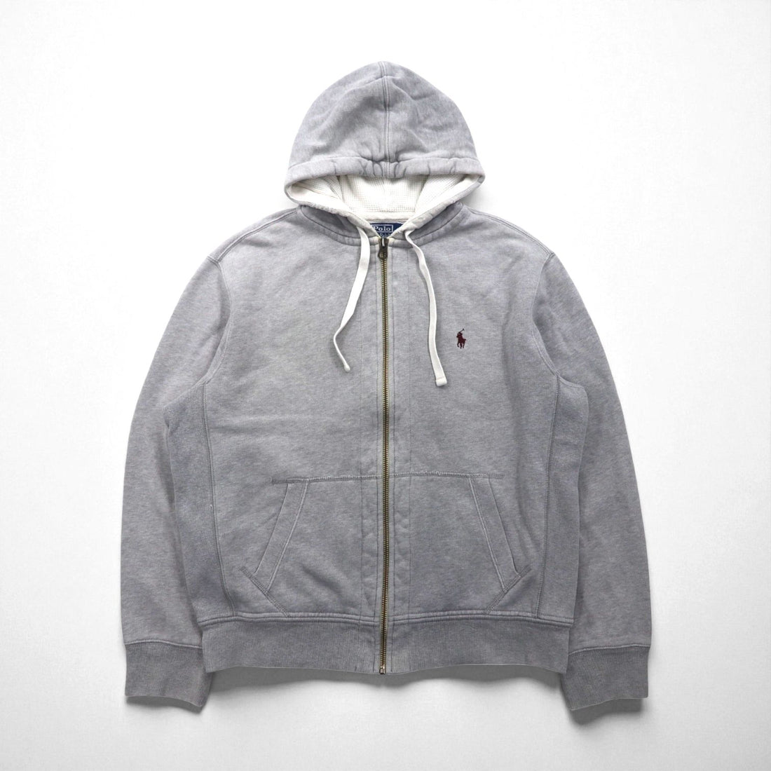 Polo Ralph Lauren 90s Reverse Weave Zip Hoodie, Gray, Large, with Small Pony Embroidery