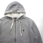 Polo Ralph Lauren 90s Reverse Weave Zip Hoodie, Gray, Large, with Small Pony Embroidery