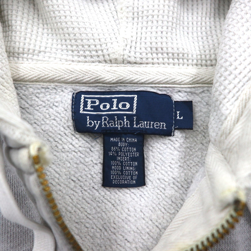 Polo Ralph Lauren 90s Reverse Weave Zip Hoodie, Gray, Large, with Small Pony Embroidery