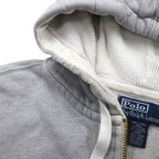 Polo Ralph Lauren 90s Reverse Weave Zip Hoodie, Gray, Large, with Small Pony Embroidery