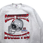 JERZEES Made in USA 90s SUPER SWEATS College Football Print Sweatshirt XL Grey Cotton Fleece Lining NCAA Ohio State Buckeyes Football
