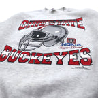 JERZEES Made in USA 90s SUPER SWEATS College Football Print Sweatshirt XL Grey Cotton Fleece Lining NCAA Ohio State Buckeyes Football