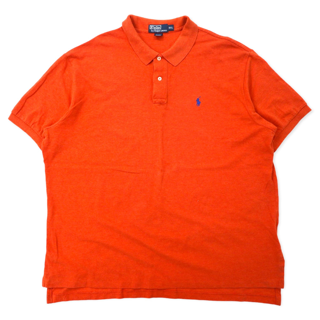日本然リトテ-古着オンライン-Polo by Ralph Lauren ポロシャツ XXL オレンジ コットン 鹿の子 スモールポニー刺繍 ビッグサイズ-Polo by Ralph Lauren Polo Shirt XXL Orange Cotton Pique Small Pony Embroidery Big Size