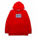 NAPAPIJRI Pullover Hoodie, Medium, Red, Cotton, Fleece Lining, Front Pocket