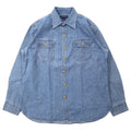 日本然リトテ-古着オンライン-LANDS' END デニム ワークシャツ L ブルー コットン ビッグサイズ-LANDS' END Denim Work Shirt L Blue Cotton Big Size