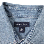 LANDS' END デニム ワークシャツ L ブルー コットン ビッグサイズ