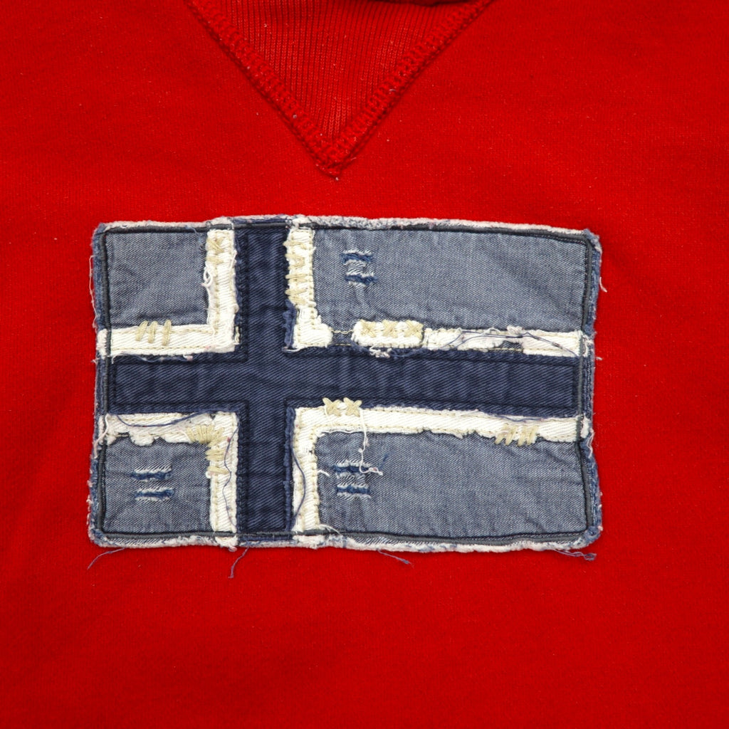 NAPAPIJRI Pullover Hoodie, Medium, Red, Cotton, Fleece Lining, Front Pocket