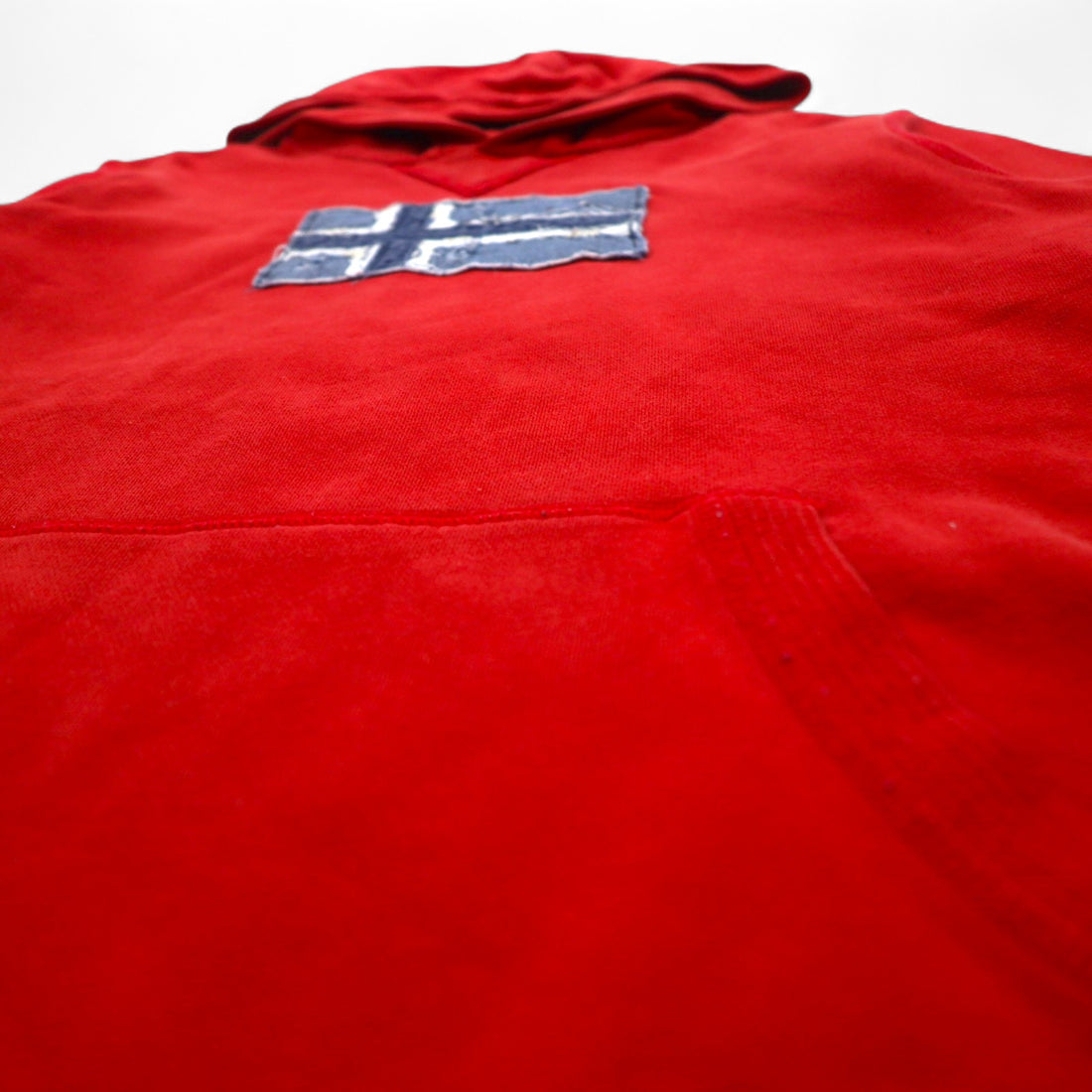 NAPAPIJRI Pullover Hoodie, Medium, Red, Cotton, Fleece Lining, Front Pocket