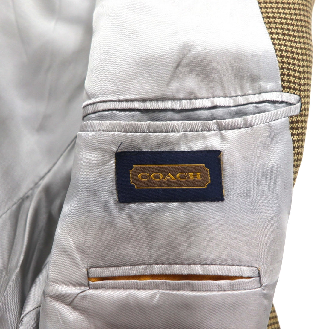 Coach USA-made Old Coach Gun Club Check 2B Tailored Jacket, Size L, Beige, Silk-Blend Wool