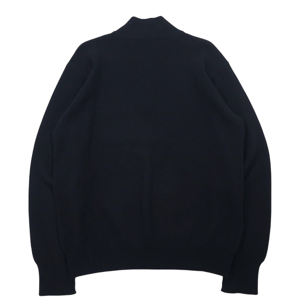 ARMANI COLLEZIONI Made in Slovakia Half-Zip Lambswool Knit Sweater XL Black Wool One Point Logo Embroidery