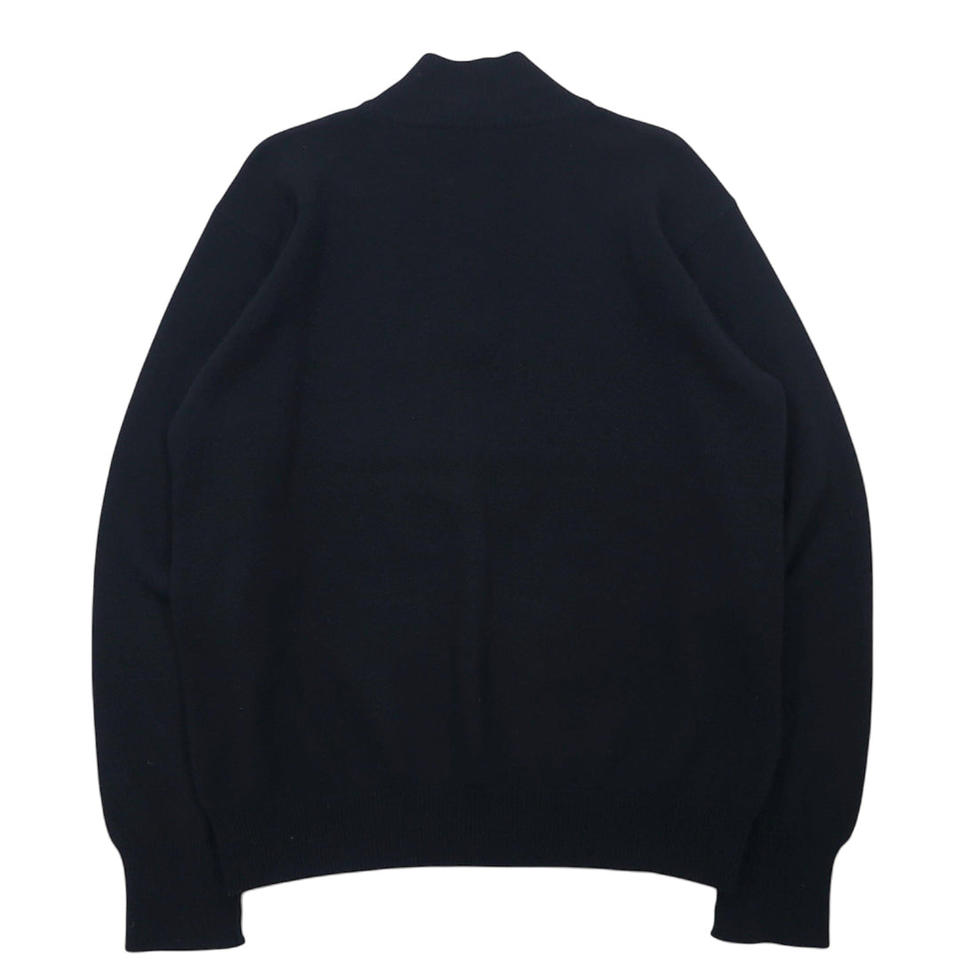 ARMANI COLLEZIONI Made in Slovakia Half-Zip Lambswool Knit Sweater XL Black Wool One Point Logo Embroidery